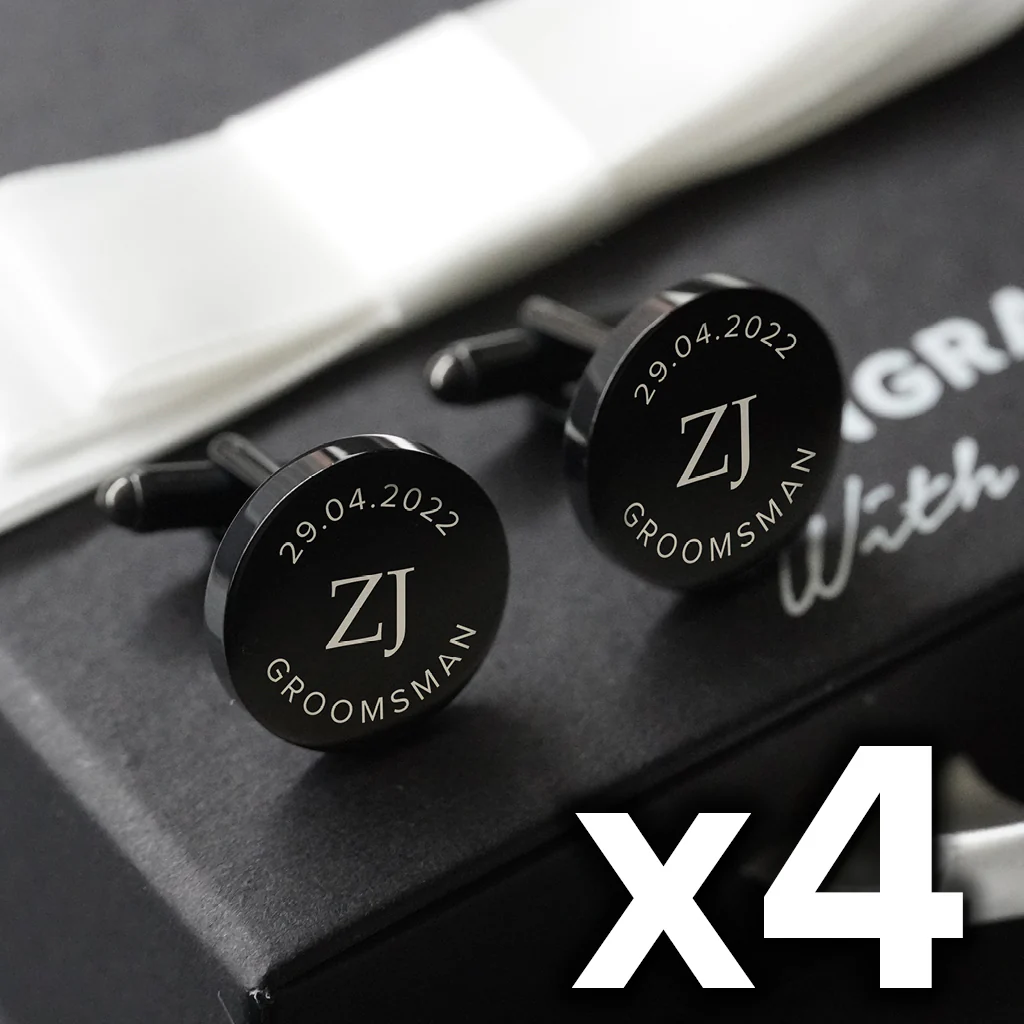4 x Engravd Square Custom Cuff links : Groomsman sets - Image 6
