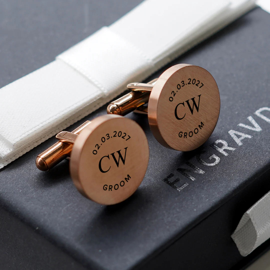 4 x Engravd Square Custom Cuff links : Groomsman sets - Image 7