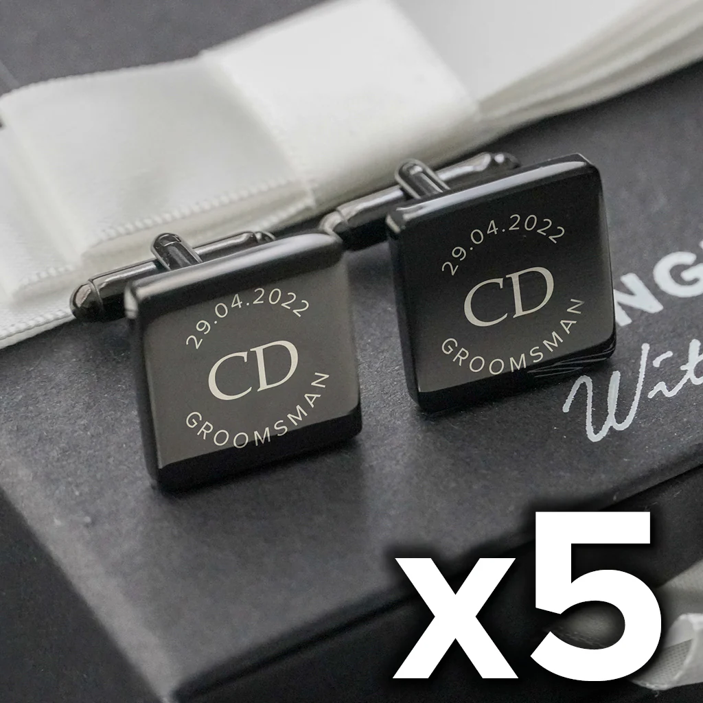5 x Engravd Round Custom Cuff links : Groomsman sets - Image 3