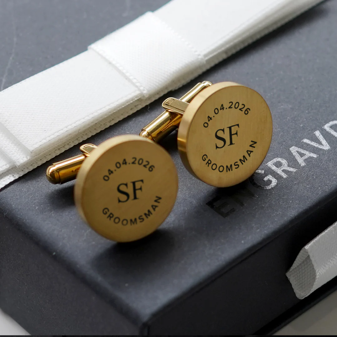 4 x Engravd Square Custom Cuff links : Groomsman sets - Image 4