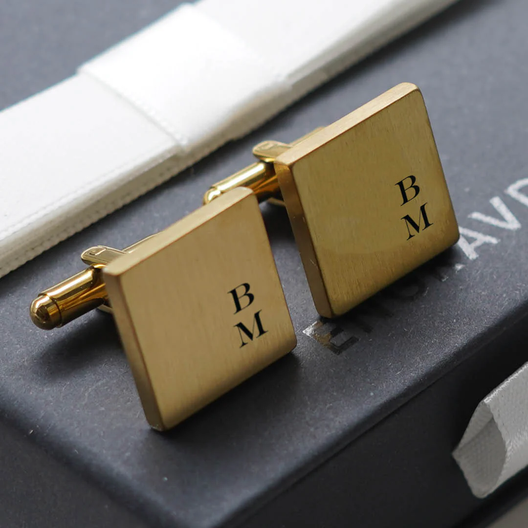 4 x Engravd Square Custom Cuff links : Initial sets - Image 12