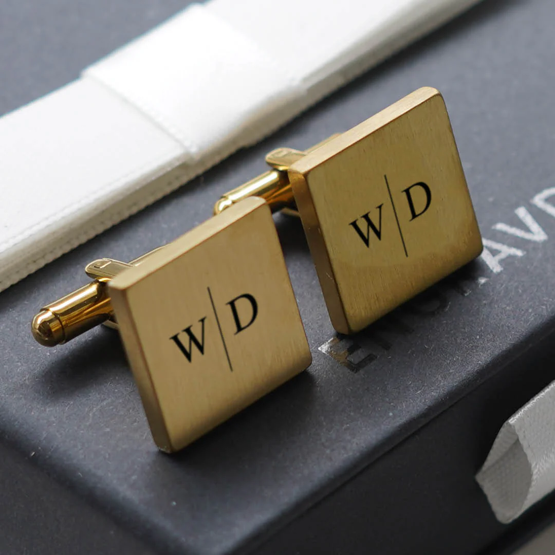 4 x Engravd Square Custom Cuff links : Initial sets - Image 13