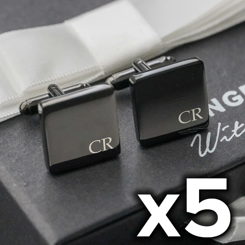 5 x Engravd Square Custom Cuff links : Initial sets - Image 2