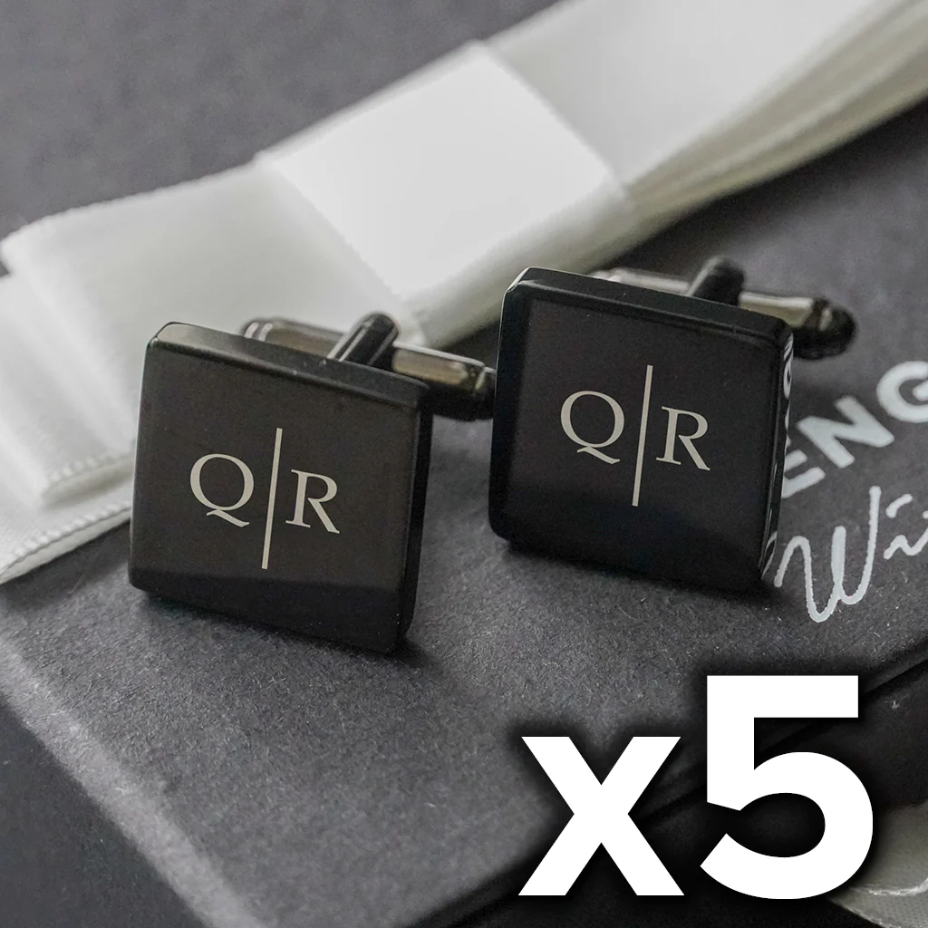 5 x Engravd Square Custom Cuff links : Initial sets - Image 6