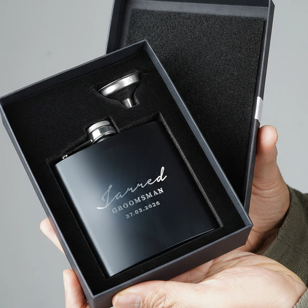Engravd 4 x Hip Flask sets - Name/Title/Date - Image 13