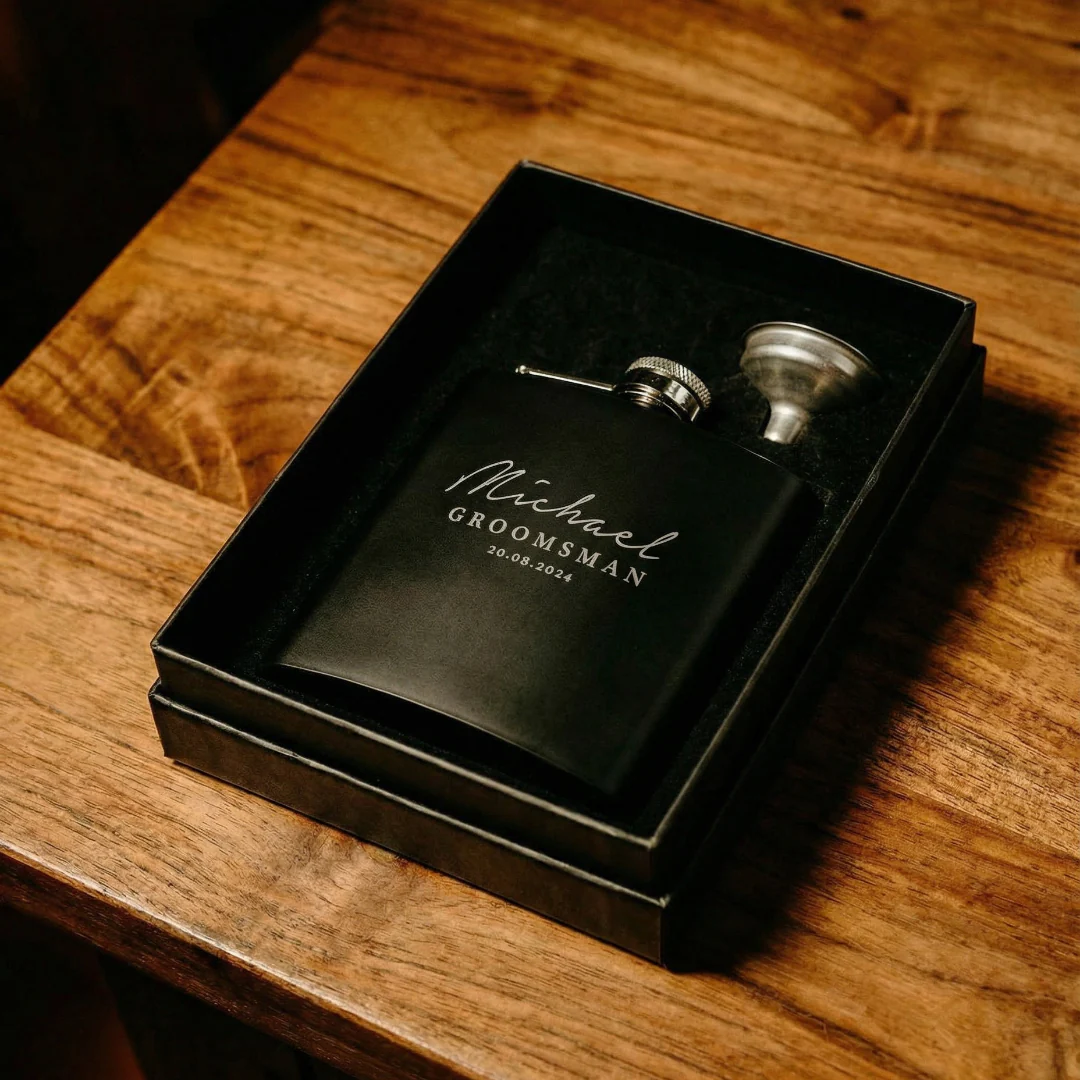 Engravd Hip Flask - Name/Title/Date - Image 2