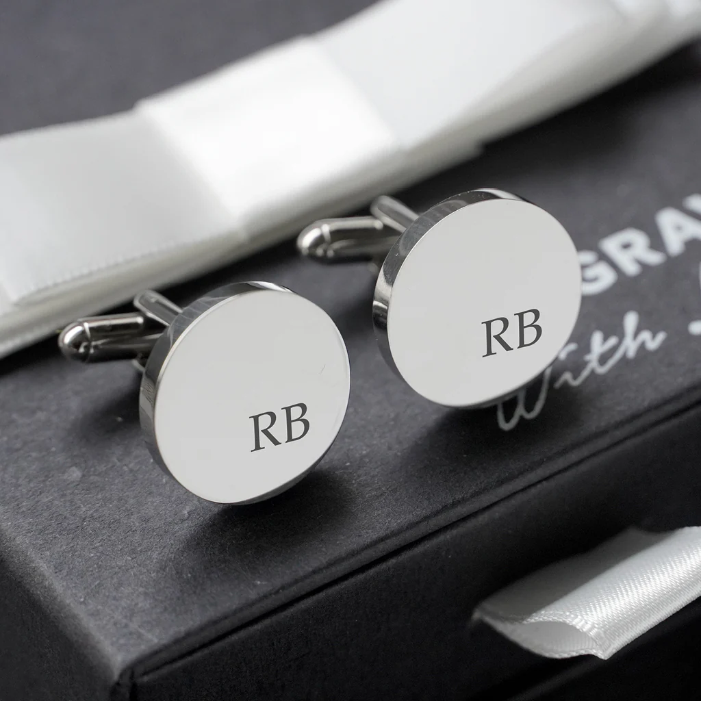Engravd Round Custom Cuff link set: Design 3