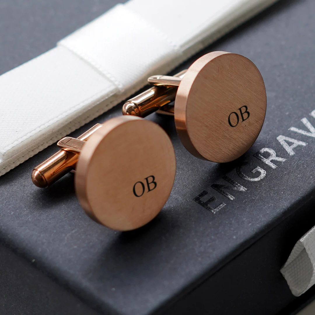 Engravd Round Custom Cuff link set: Design 3 - Image 8
