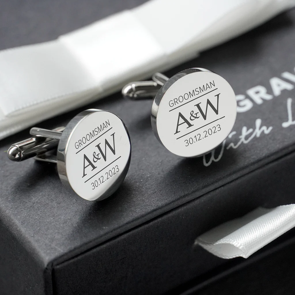 Engravd Round Custom Cuff link set: Design 5