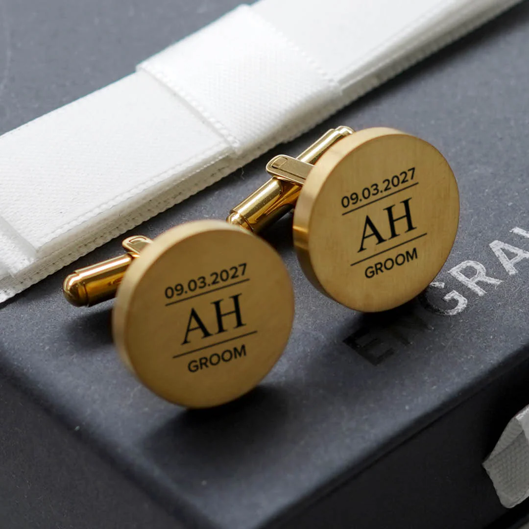 Engravd Round Custom Cuff link set: Design 5 - Image 2