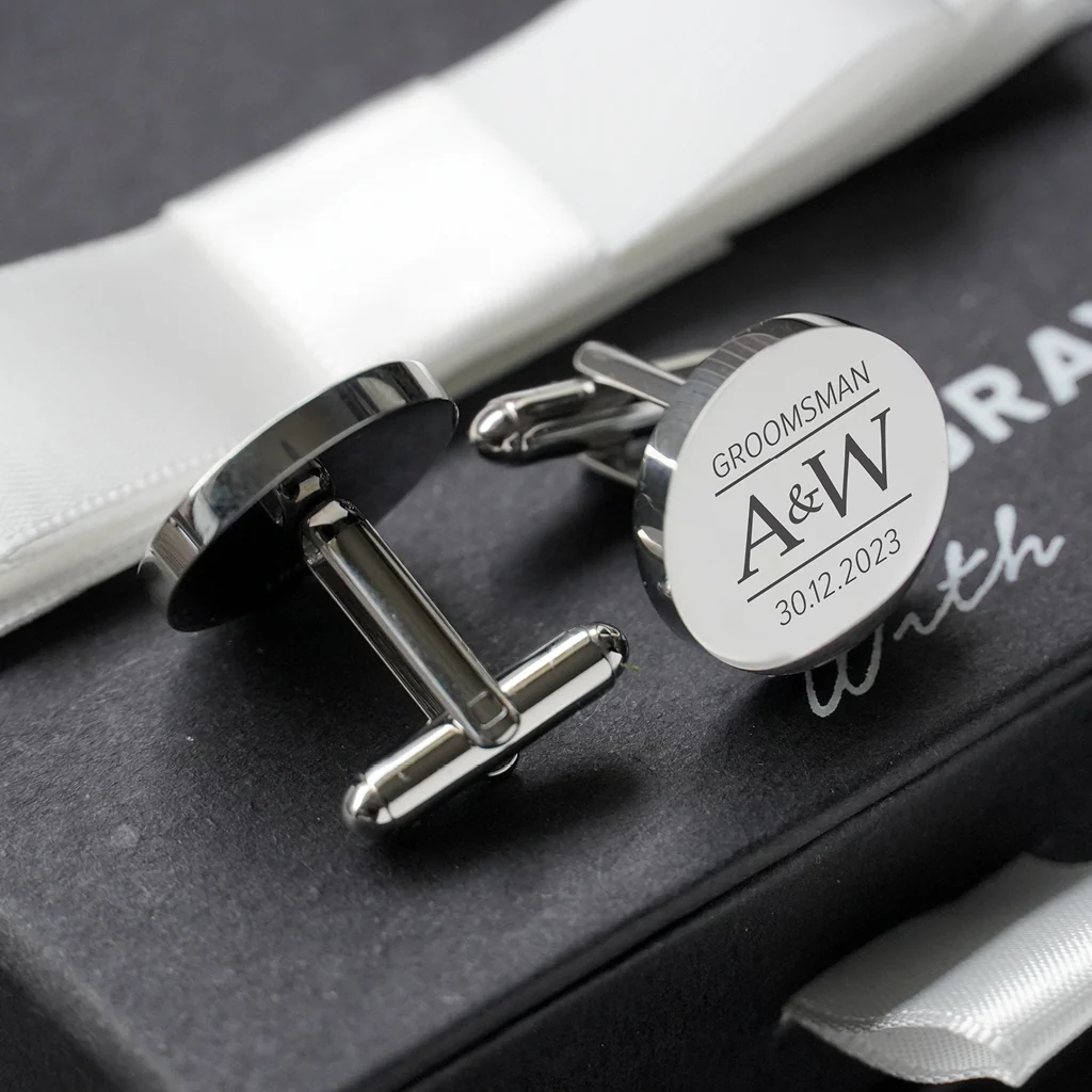 Engravd Round Custom Cuff link set: Design 5 - Image 4