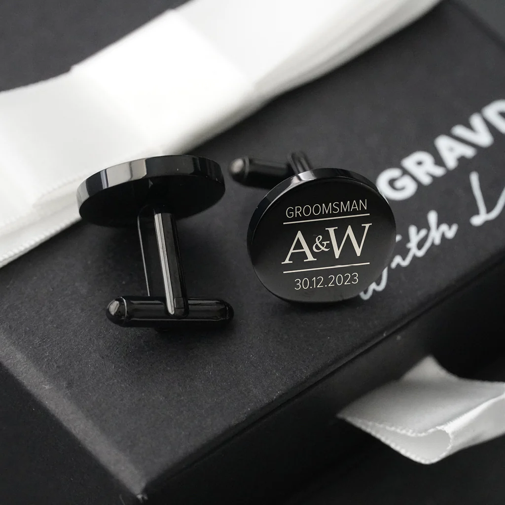Engravd Round Custom Cuff link set: Design 5 - Image 5