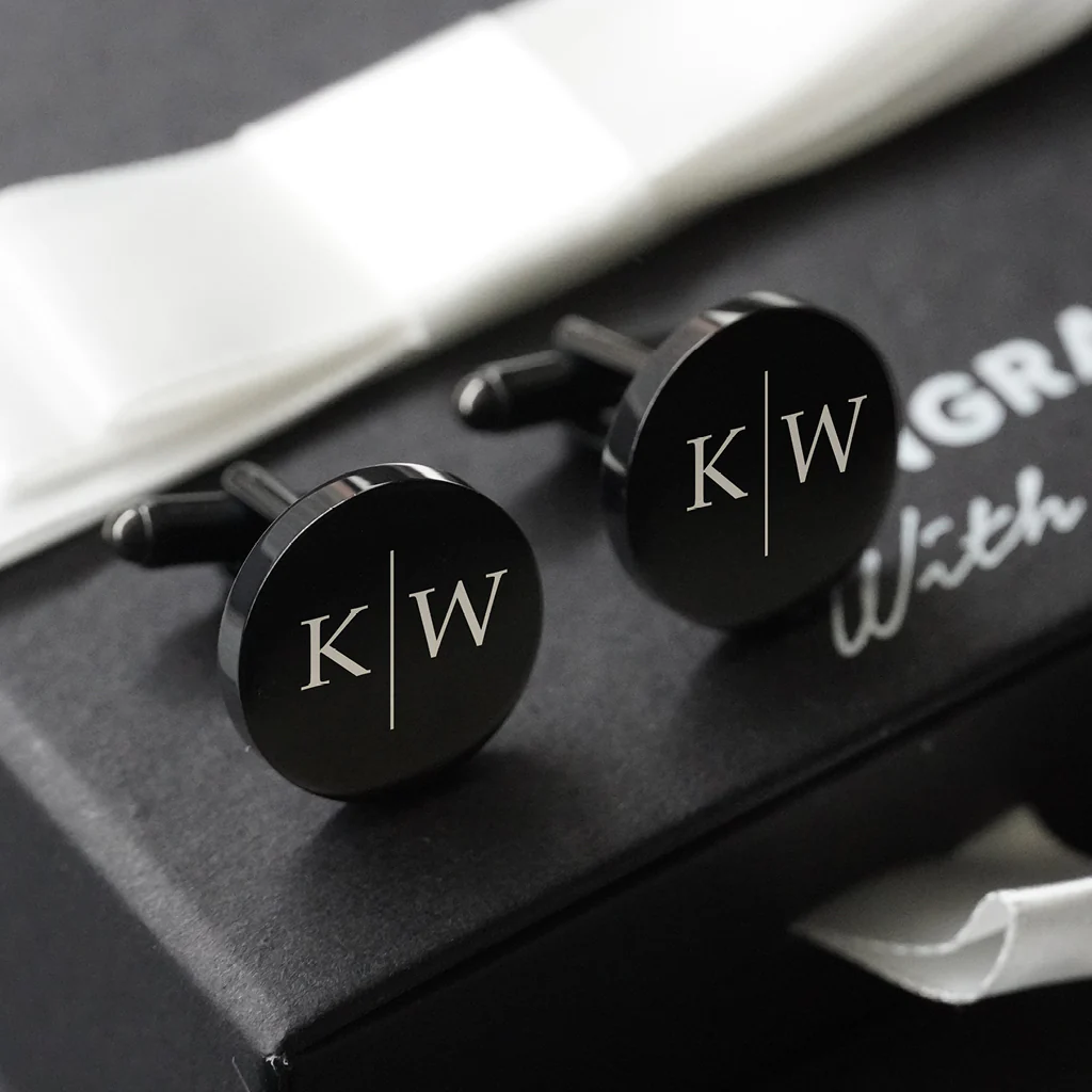 Engravd Round Custom Cuff link set: Design 6 - Image 3