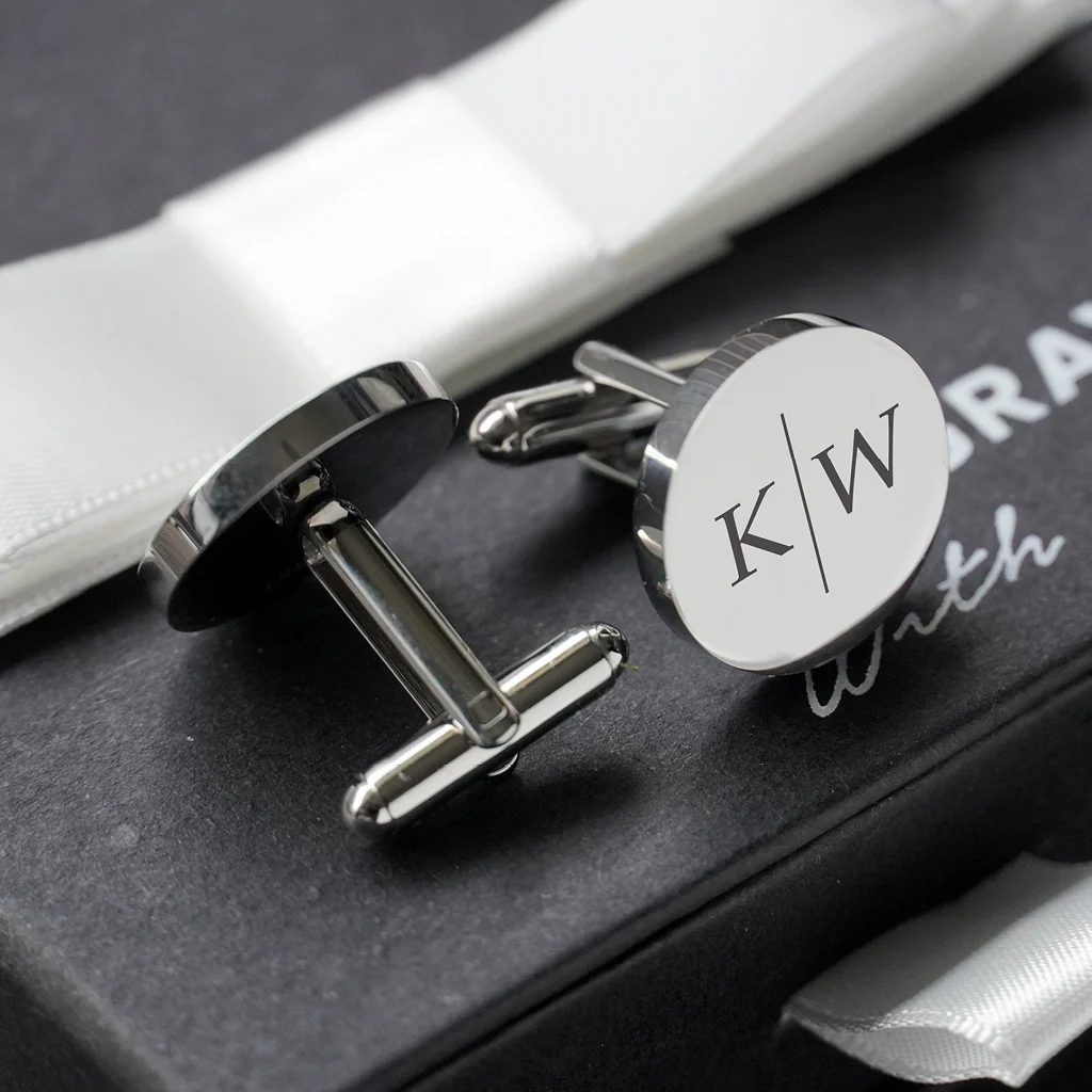 Engravd Round Custom Cuff link set: Design 6 - Image 5