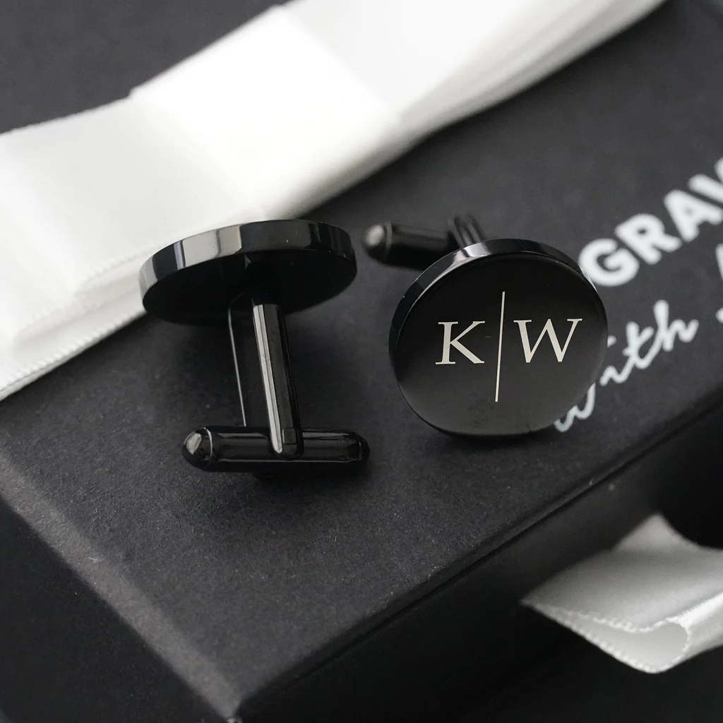 Engravd Round Custom Cuff link set: Design 6 - Image 6
