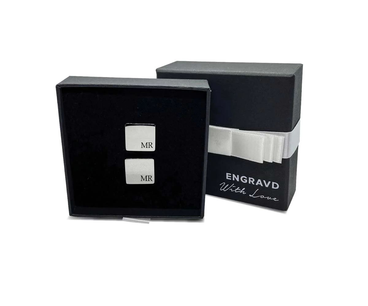 Engravd Square Custom Cuff link set: Design 2 - Image 5