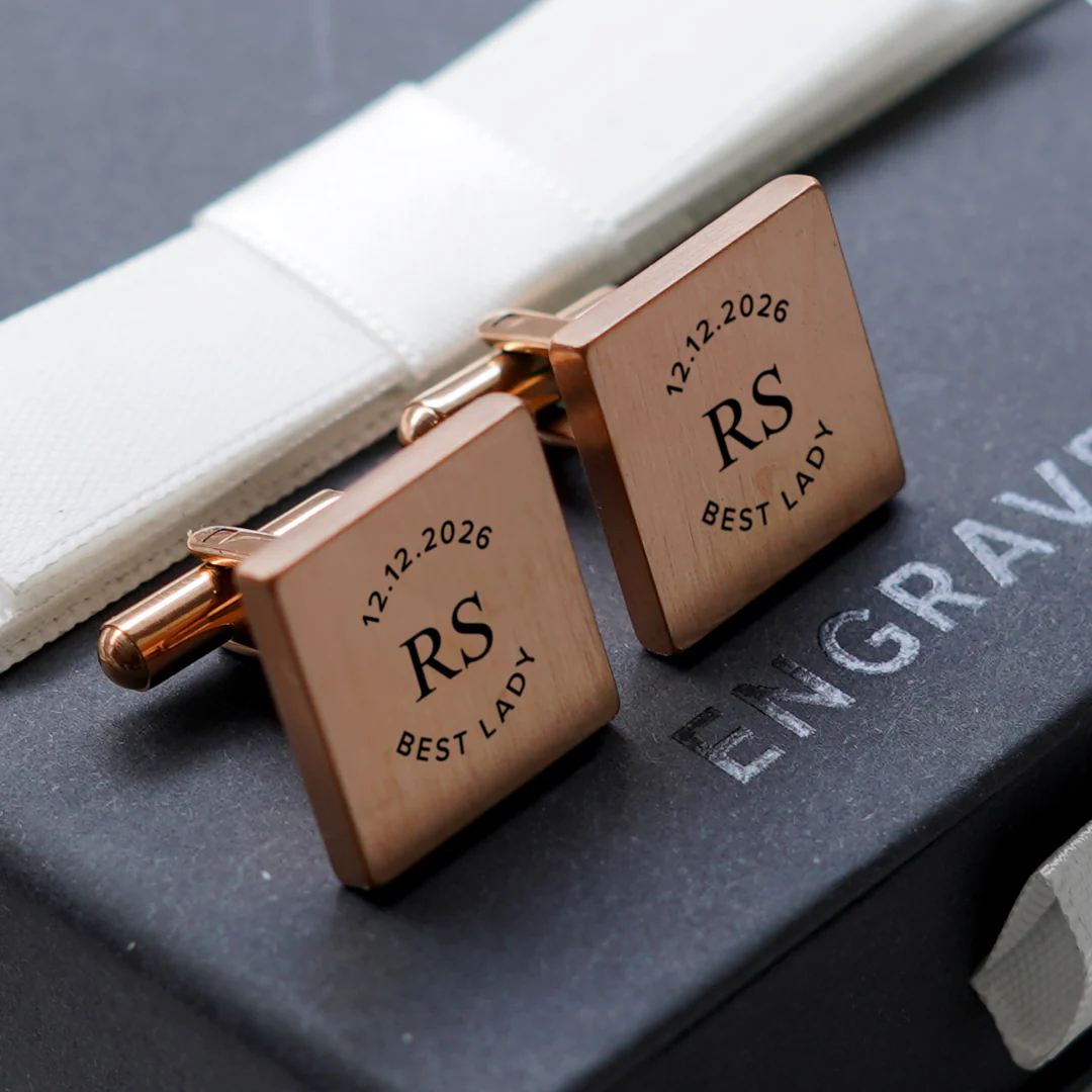 Engravd Square Custom Cuff link set: Design 5 - Image 11