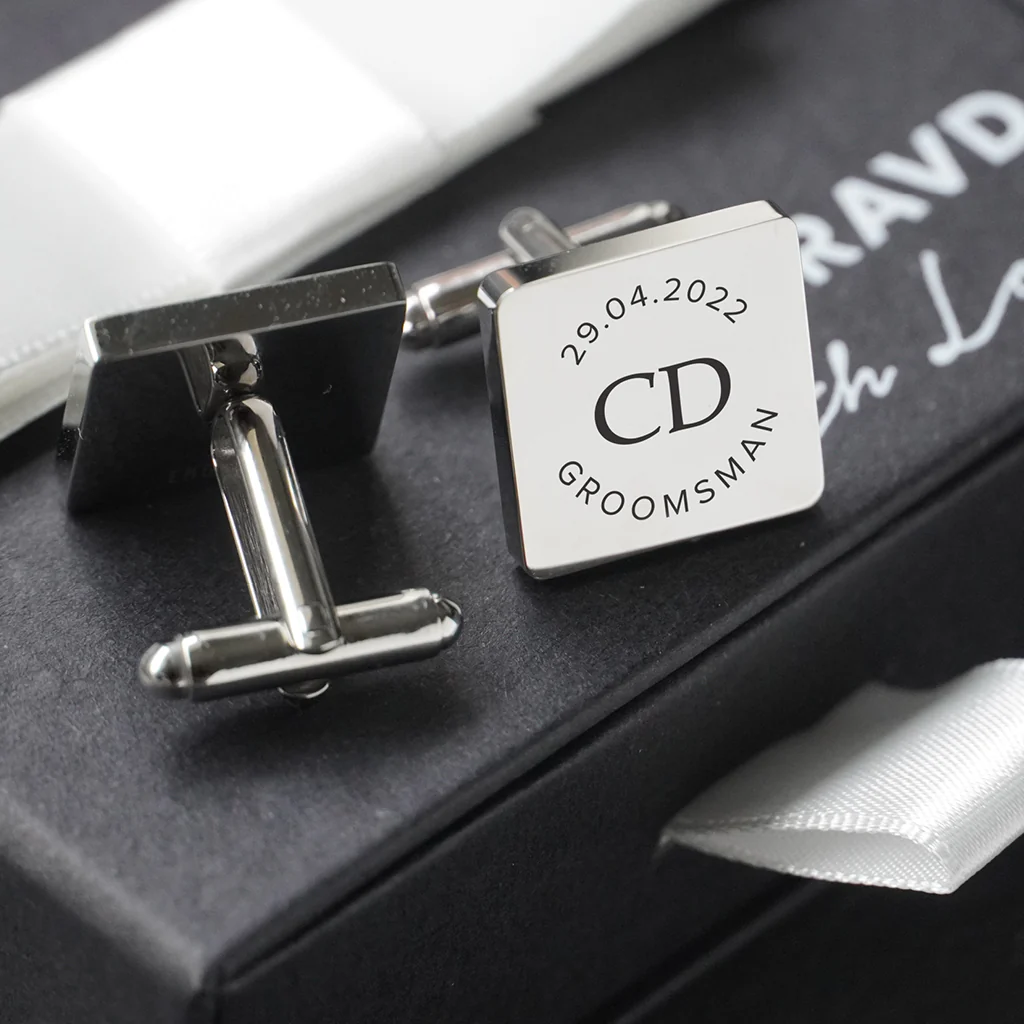 Engravd Square Custom Cuff link set: Design 5 - Image 5