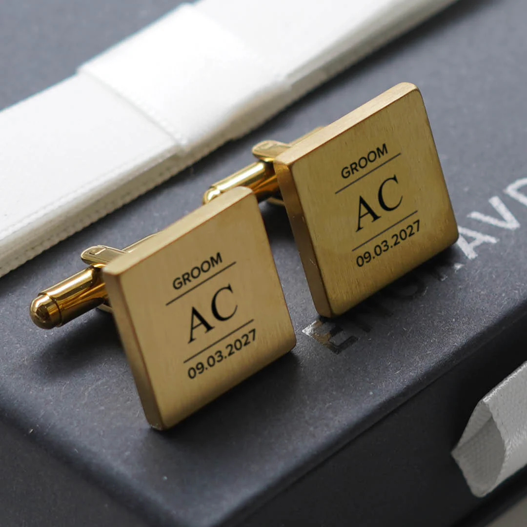 Engravd Square Custom Cuff link set: Design 7 - Image 2