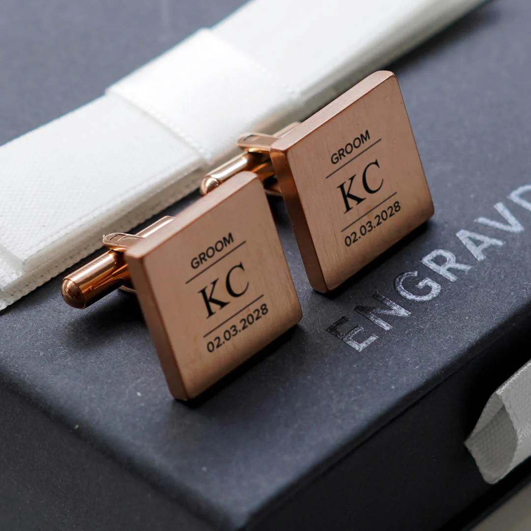 Engravd Square Custom Cuff link set: Design 7 - Image 4