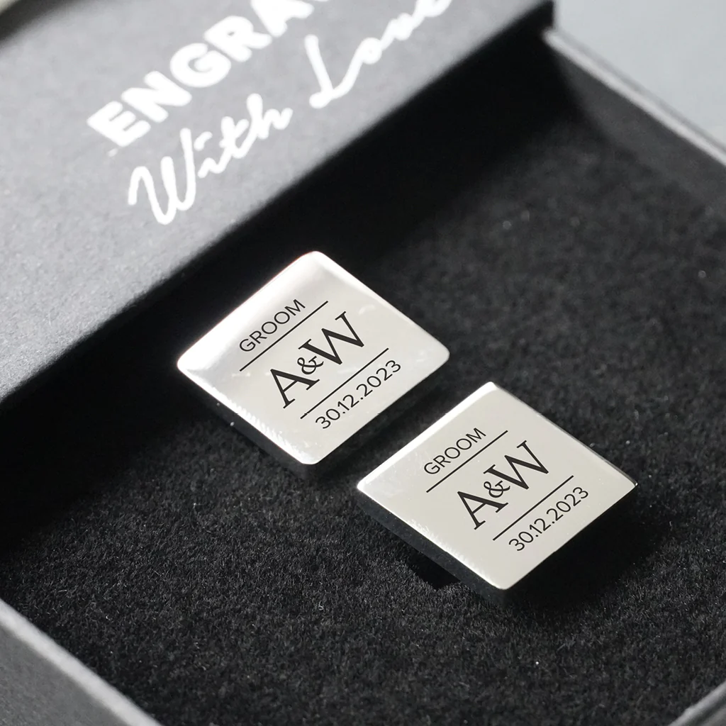 Engravd Square Custom Cuff link set: Design 7 - Image 5