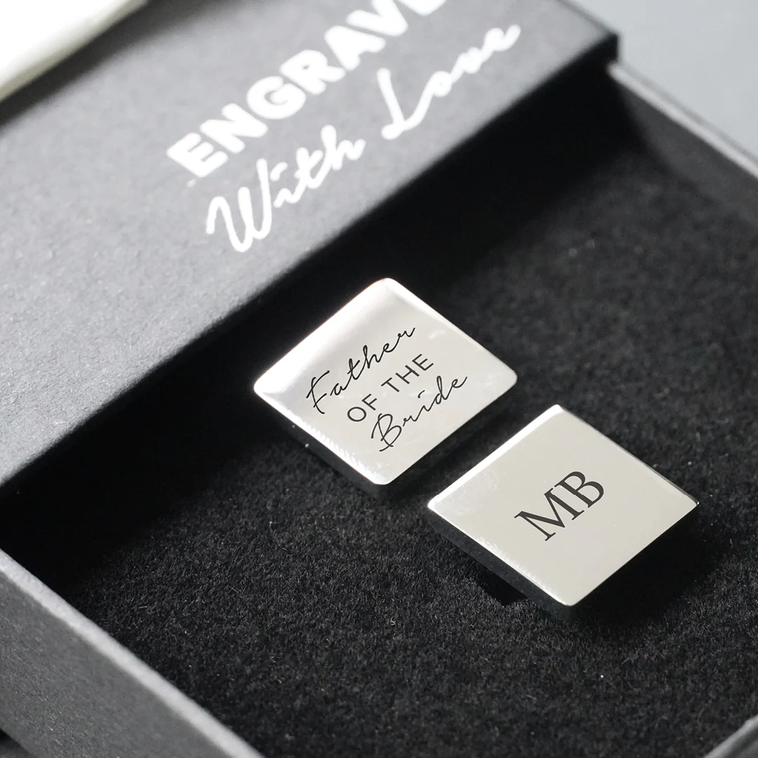 Engravd Square Custom Cuff link set: Title - Initials - Image 6
