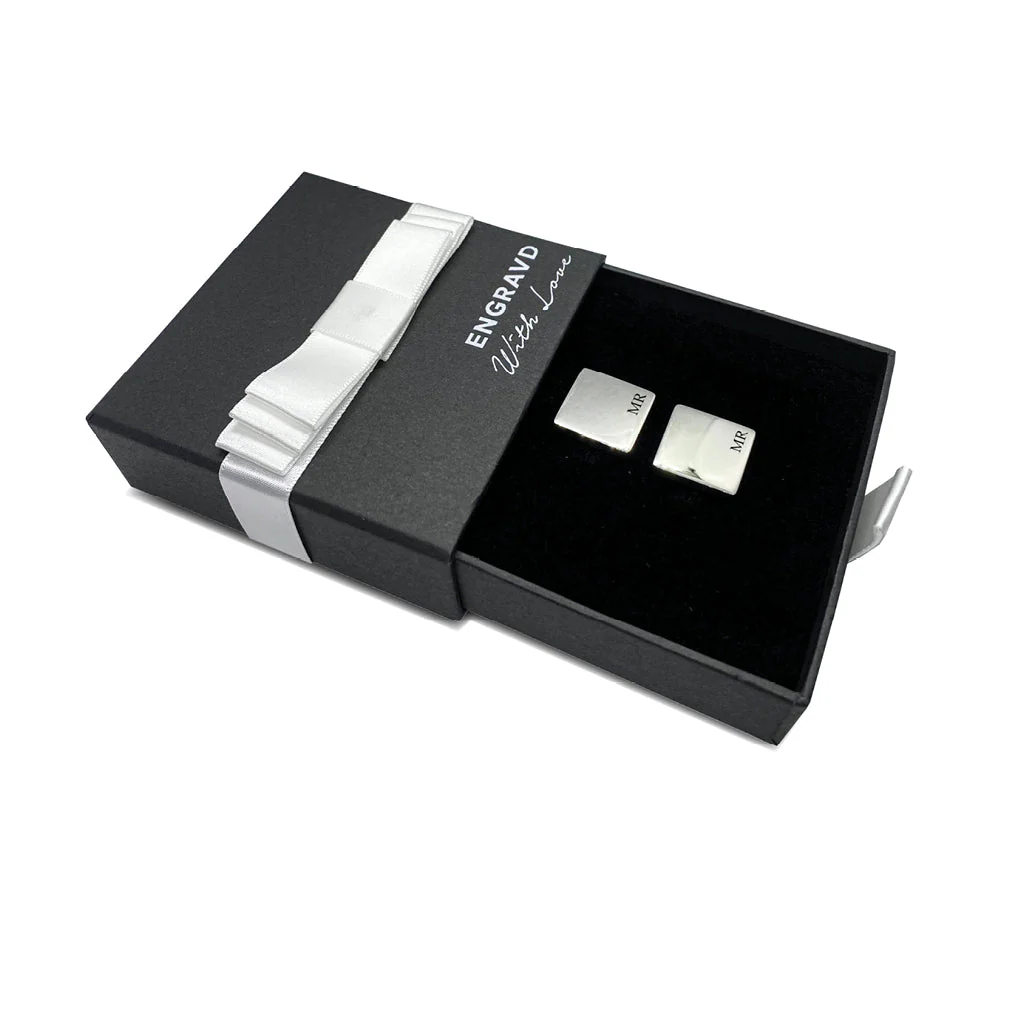 Engravd Square Custom Cuff link set: Title - Initials - Image 9