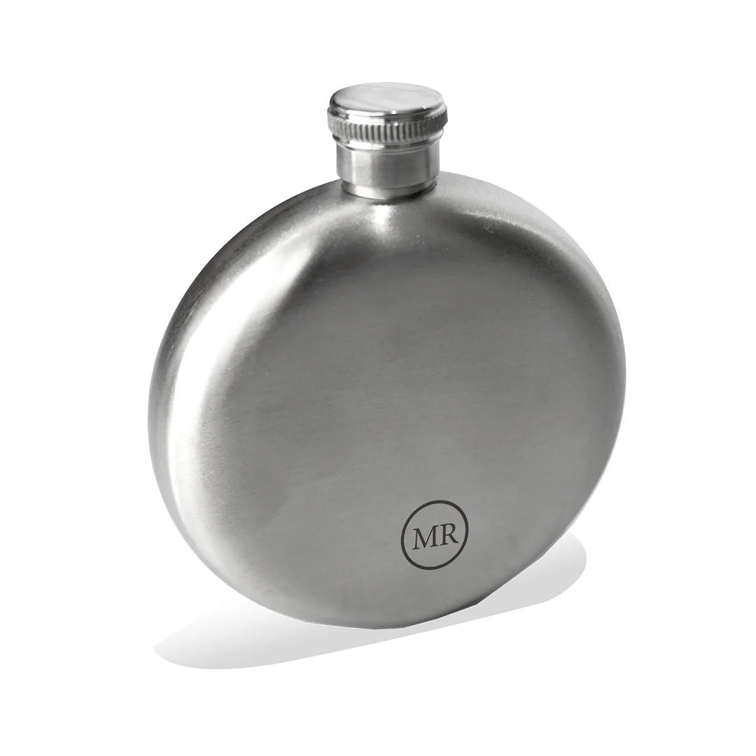 Engravd Stainless Steel Round Hip Flask - Personalised Initials - Image 3