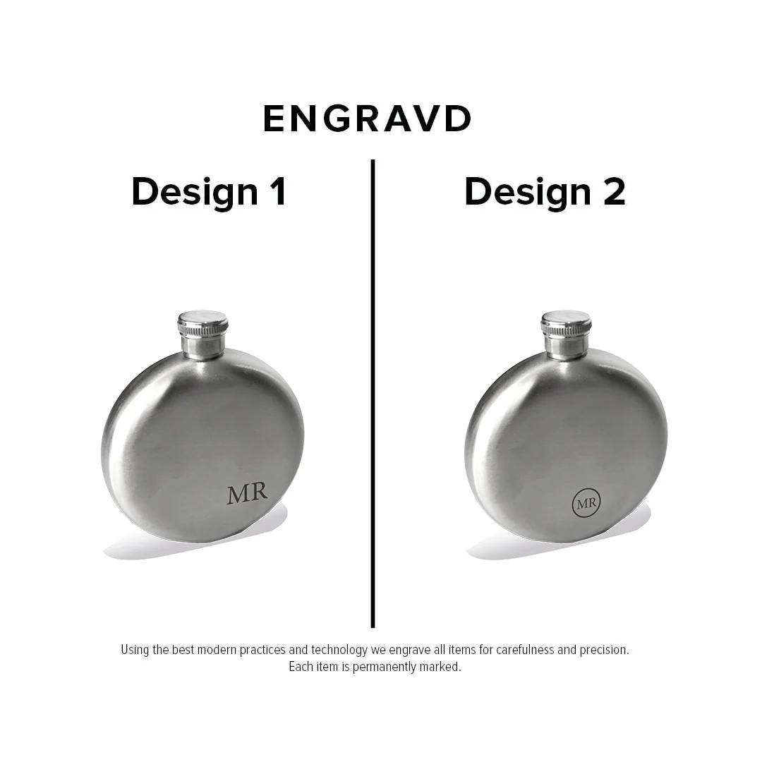 Engravd Stainless Steel Round Hip Flask - Personalised Initials - Image 6