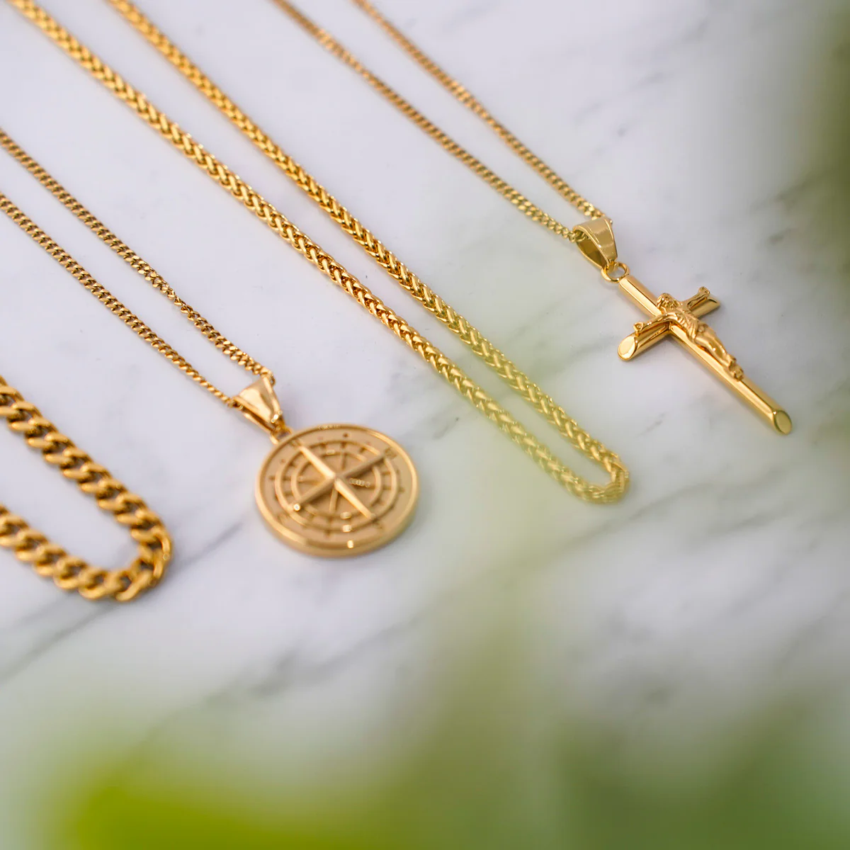 Gold Engravd Compass Necklace - Image 7