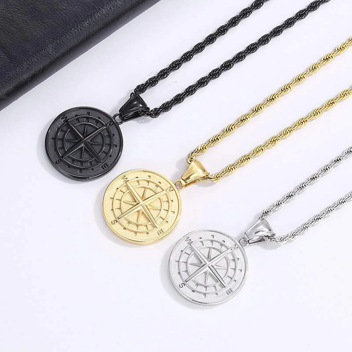 Gold Engravd Compass Necklace - Image 8