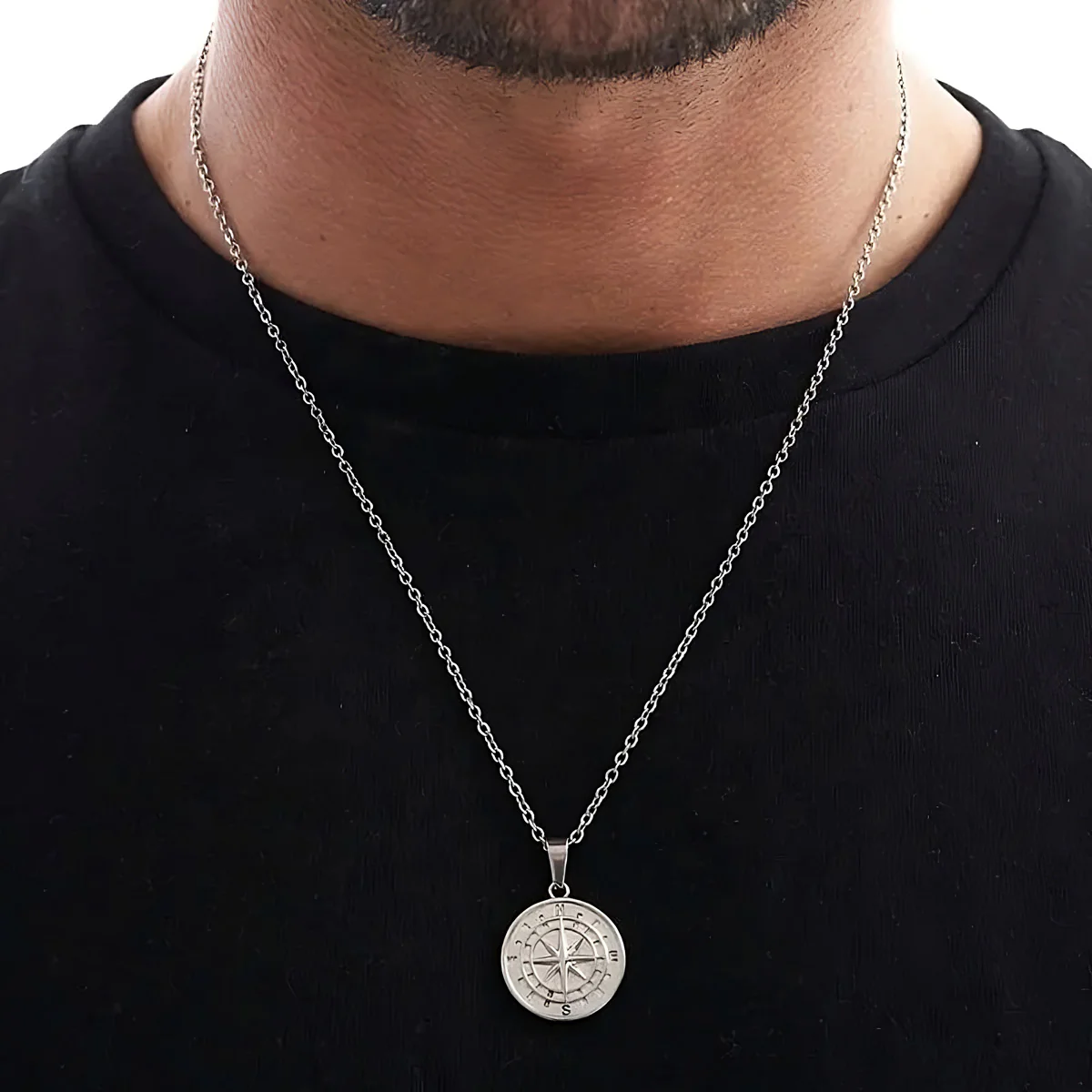 Gold Engravd Compass Necklace - Image 9