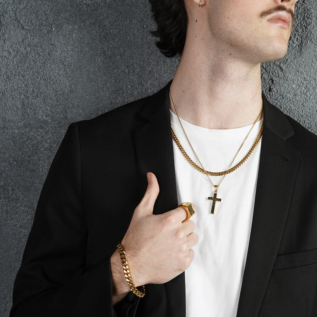 Gold Engravd Cross Necklace - Image 2