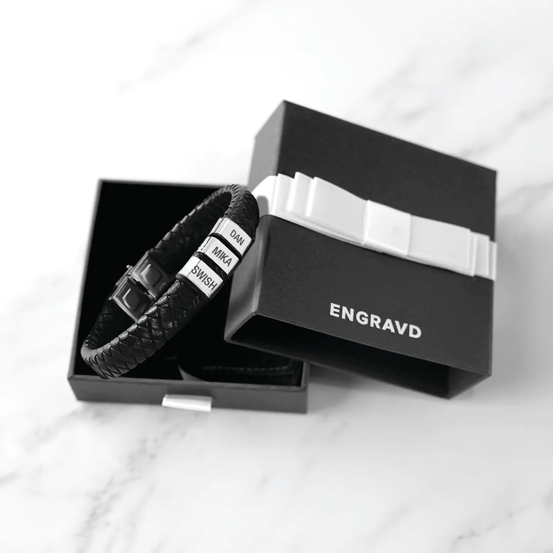 Personalised Brown Leather Bracelet - Image 4